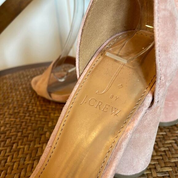 J.Crew light pink suede rounded block heel sandals size 6 - Picture 8 of 9